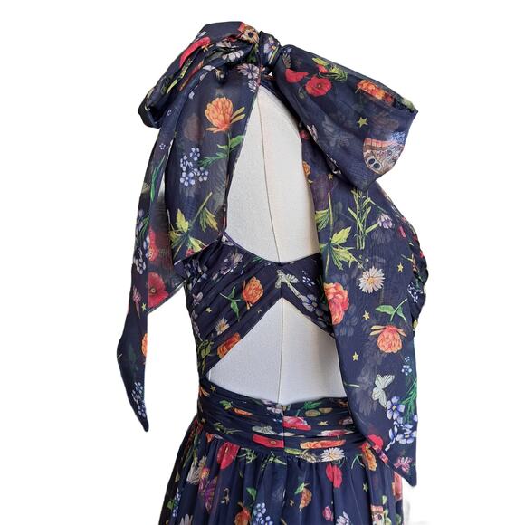 MAC DUGGAL Navy One Shoulder Cutout Floral Gown Floral Prom Formal Dress Size 0 - Picture 13 of 16